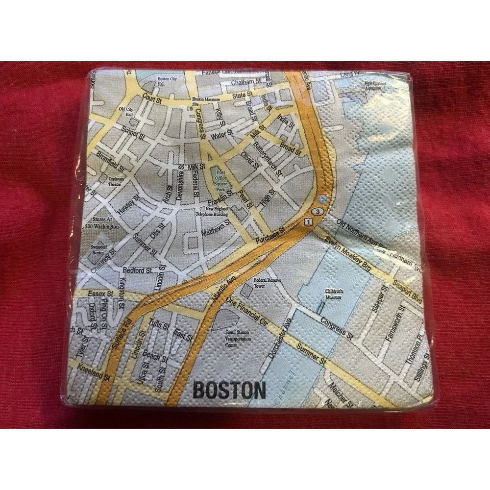 Boston Massachusetts Mapkins Napkins NEW - Paper Napkins Sealed With 20 Napkins